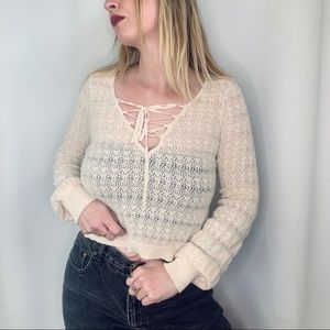 Cream Peasant Sweater Blouse
